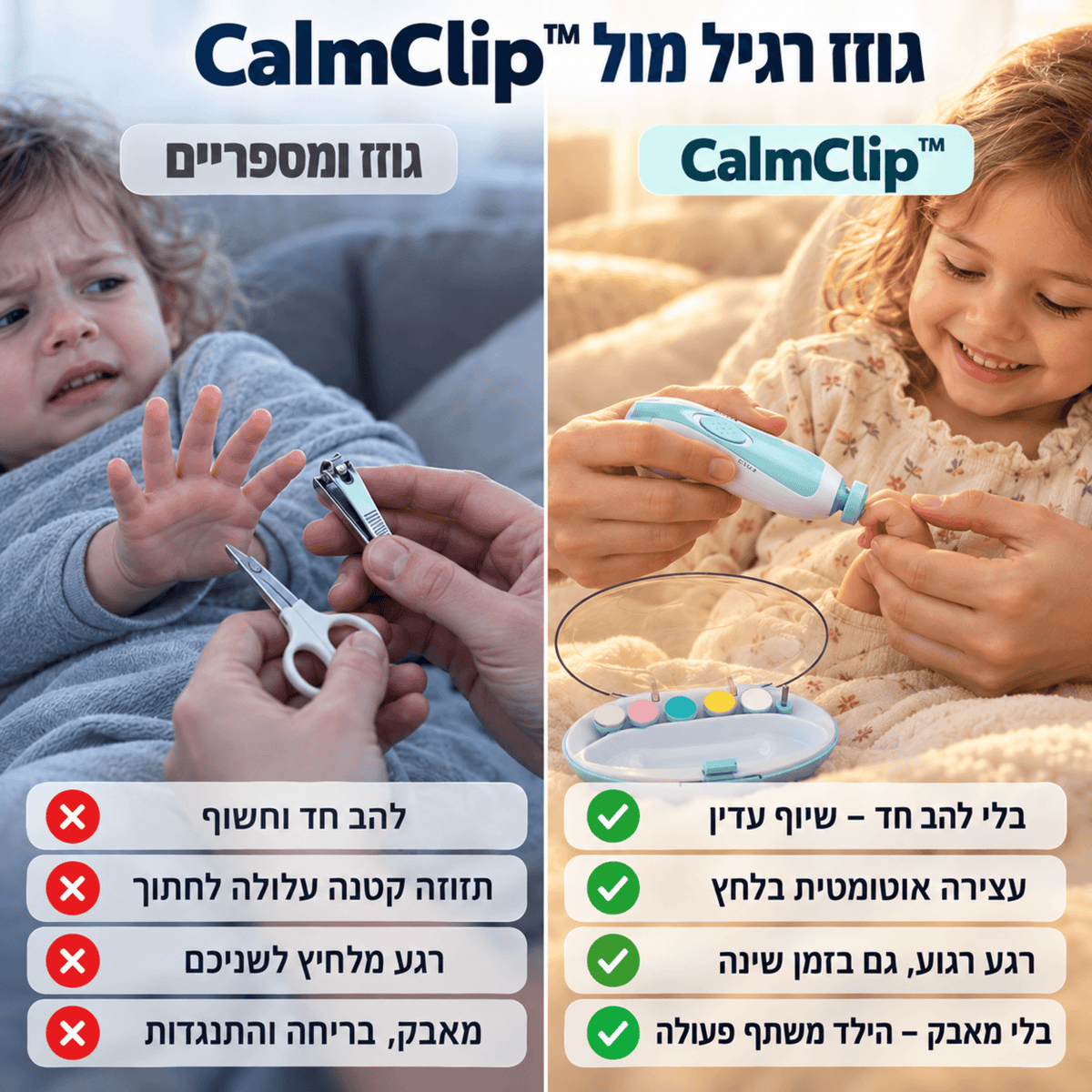 ™CalmClip - משייף ציפורניים לתינוקות וילדים ללא בכי ולהפחתת חרדה